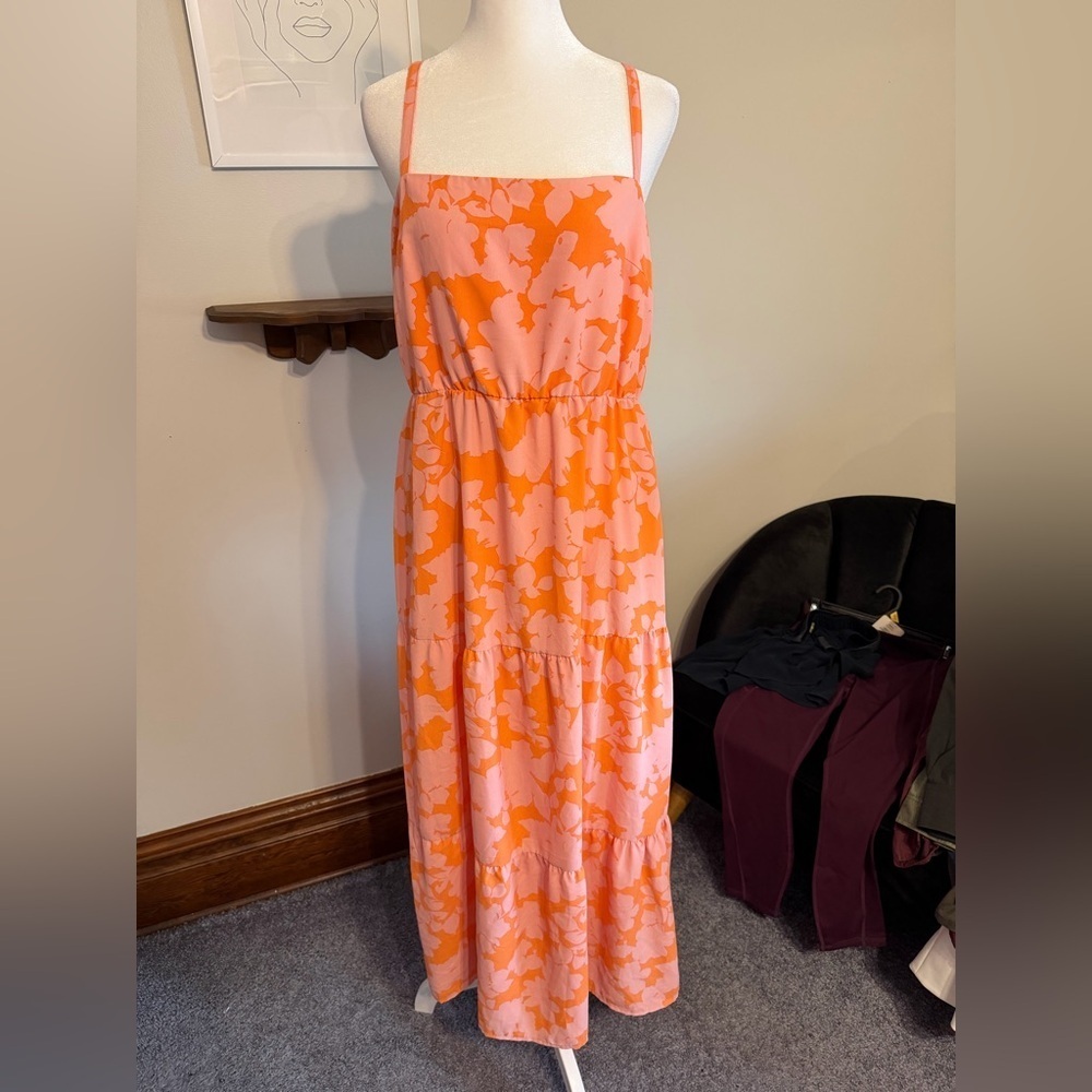 Sanctuary Vibrant Orange and Pink Maxi Dress